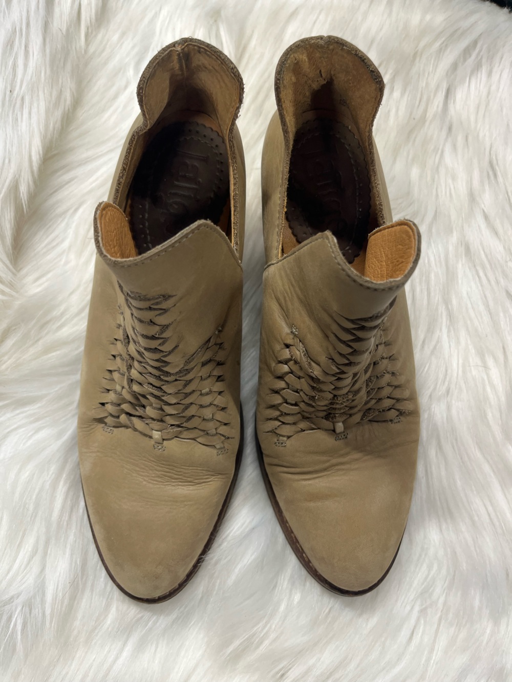 Anthropologie Latigo Kick Booties woven ankle brown leather boot size 6 women’s - Picture 6 of 7